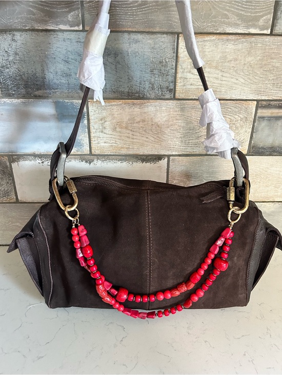 Free People Handbags - NWT Free People Suede Boxy Shoulder Bag in Espresso With Included Charm